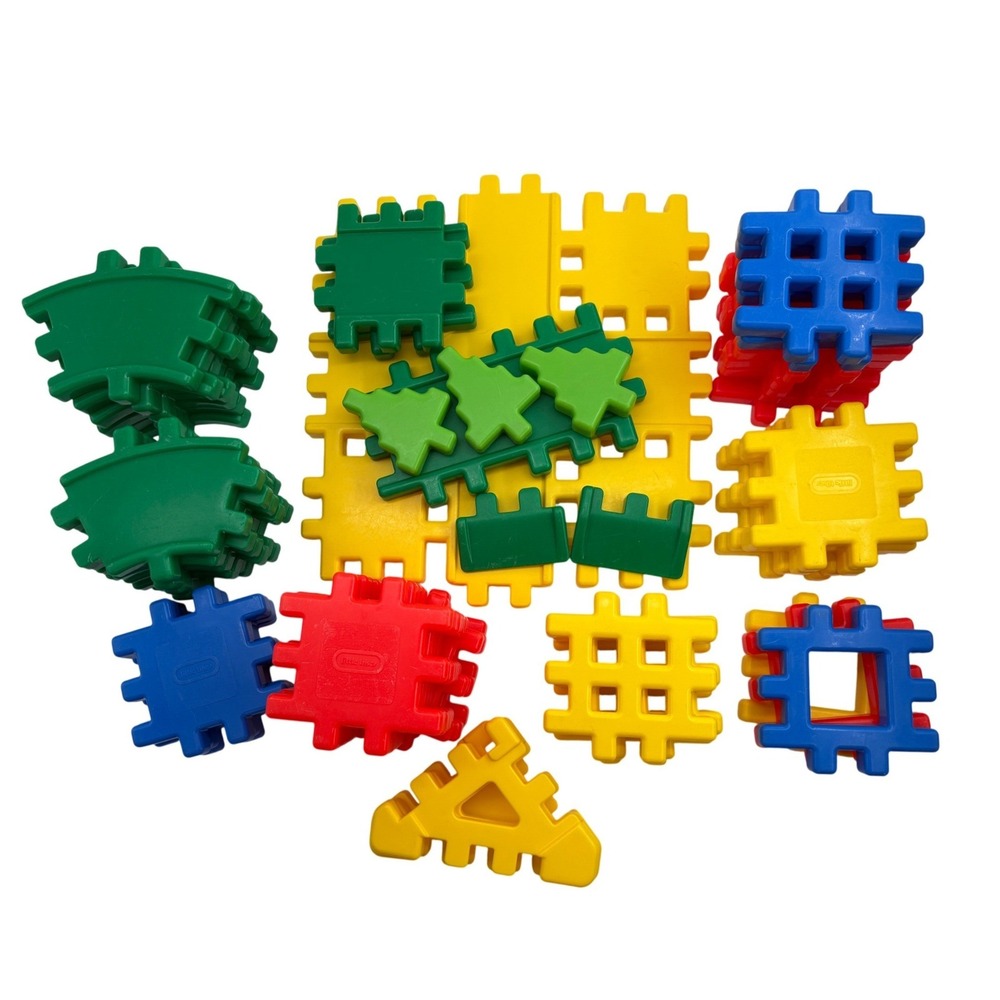 Vtg 1980s/1990s Little Tikes Wee Waffle Blocks Bridge & Roadways Lg Lot of 53